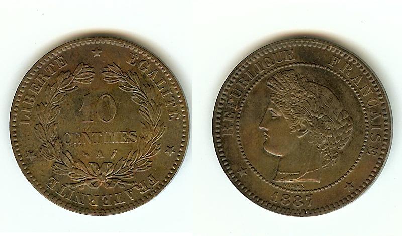 10 centimes Ceres 1887A  AU+/Unc